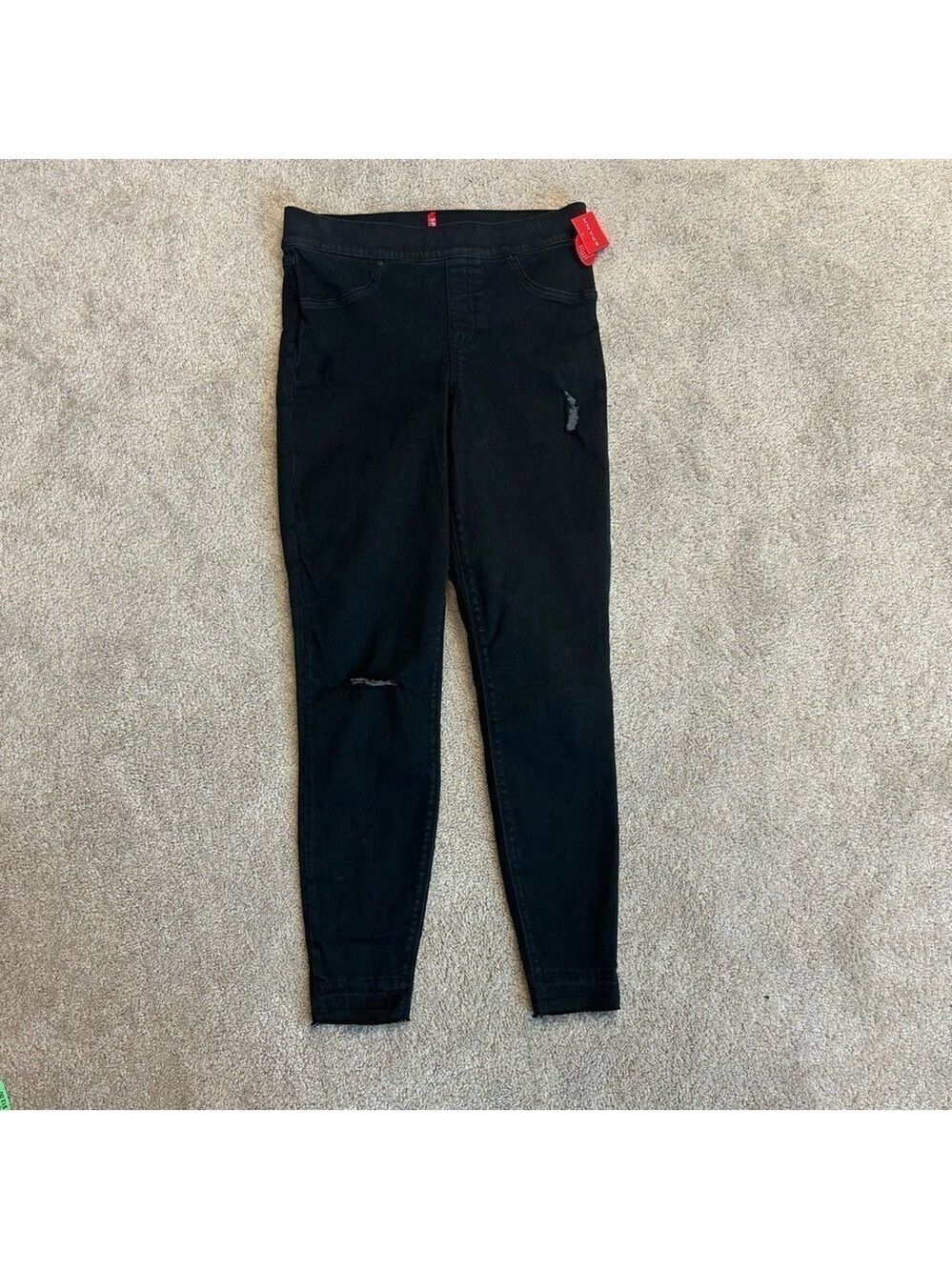 Spanx vintage black distressed denim leggings Sz M NWT new with tag